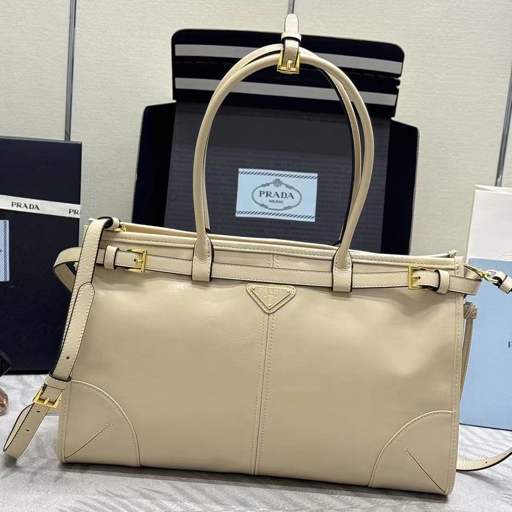 Prada Bonnie large leather handbag 1BA433 38*30*12cm,Prada Bags