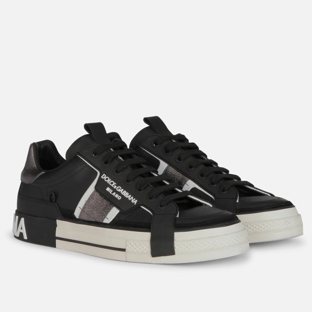 Dolce Gabbana Mens Black Custom 2.Zero Sneakers