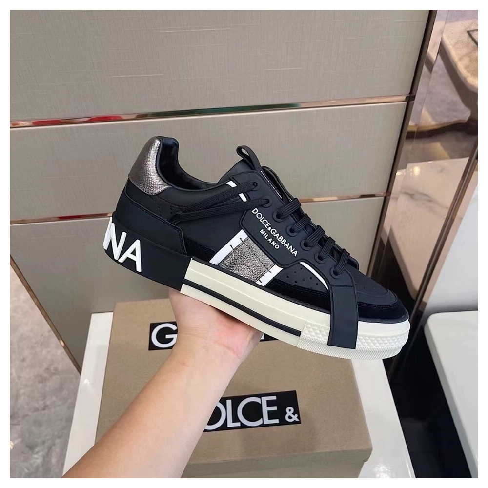 Dolce Gabbana Mens Black Custom 2.Zero Sneakers