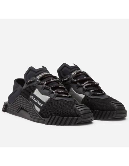 Dolce Gabbana Mens NS1 Slip-on Sneakers In Black Mesh