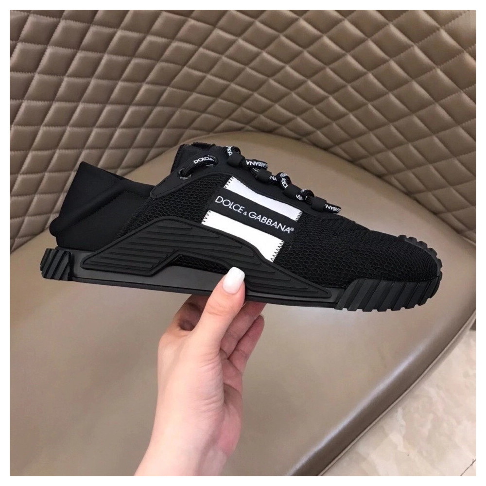 Dolce Gabbana Mens NS1 Slip-on Sneakers In Black Mesh
