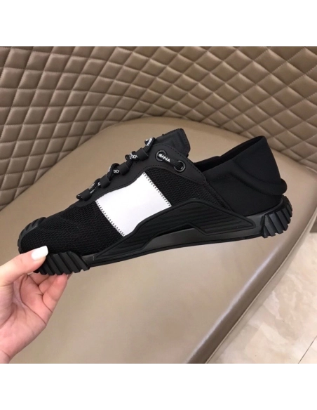Dolce Gabbana Mens NS1 Slip-on Sneakers In Black Mesh