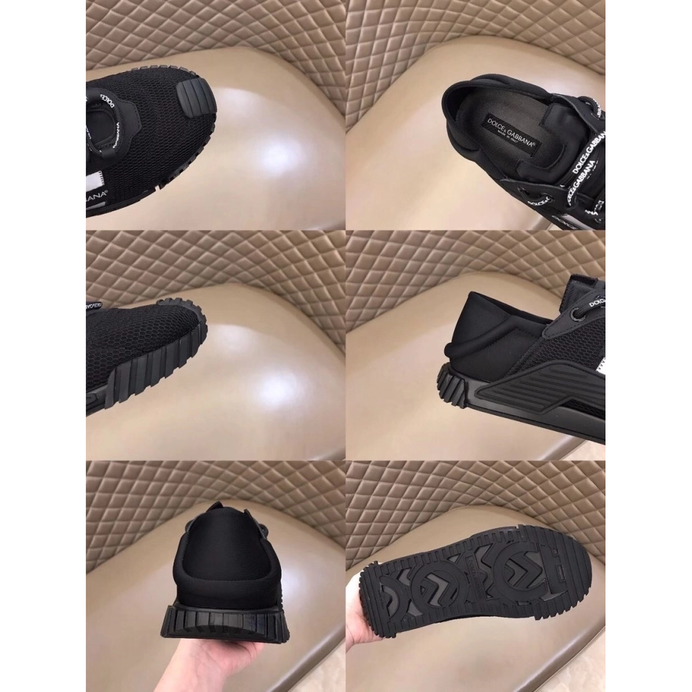 Dolce Gabbana Mens NS1 Slip-on Sneakers In Black Mesh