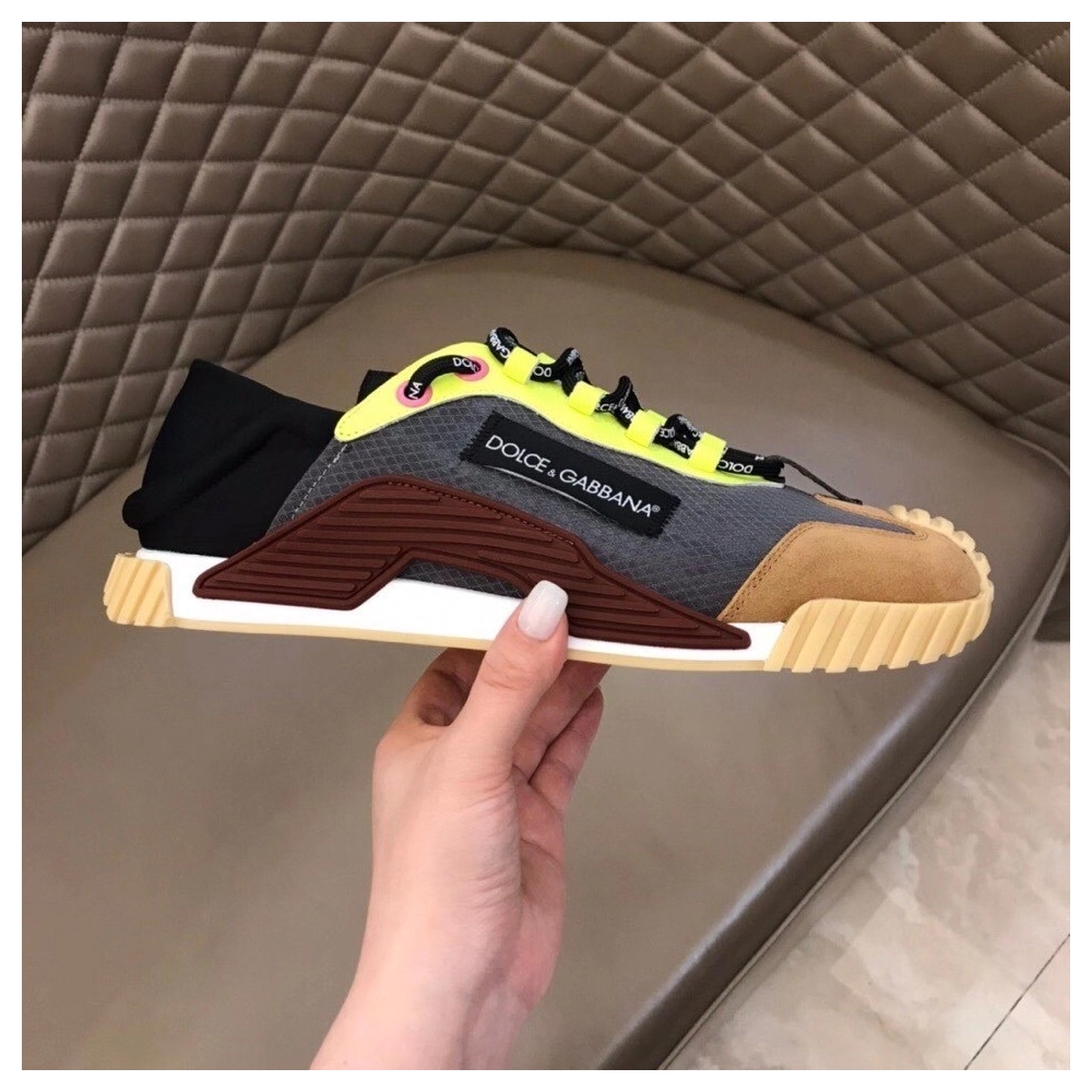 Dolce Gabbana Mens NS1 Slip-on Sneakers In Grey Mesh