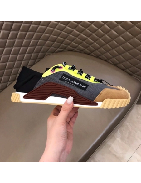 Dolce Gabbana Mens NS1 Slip-on Sneakers In Grey Mesh