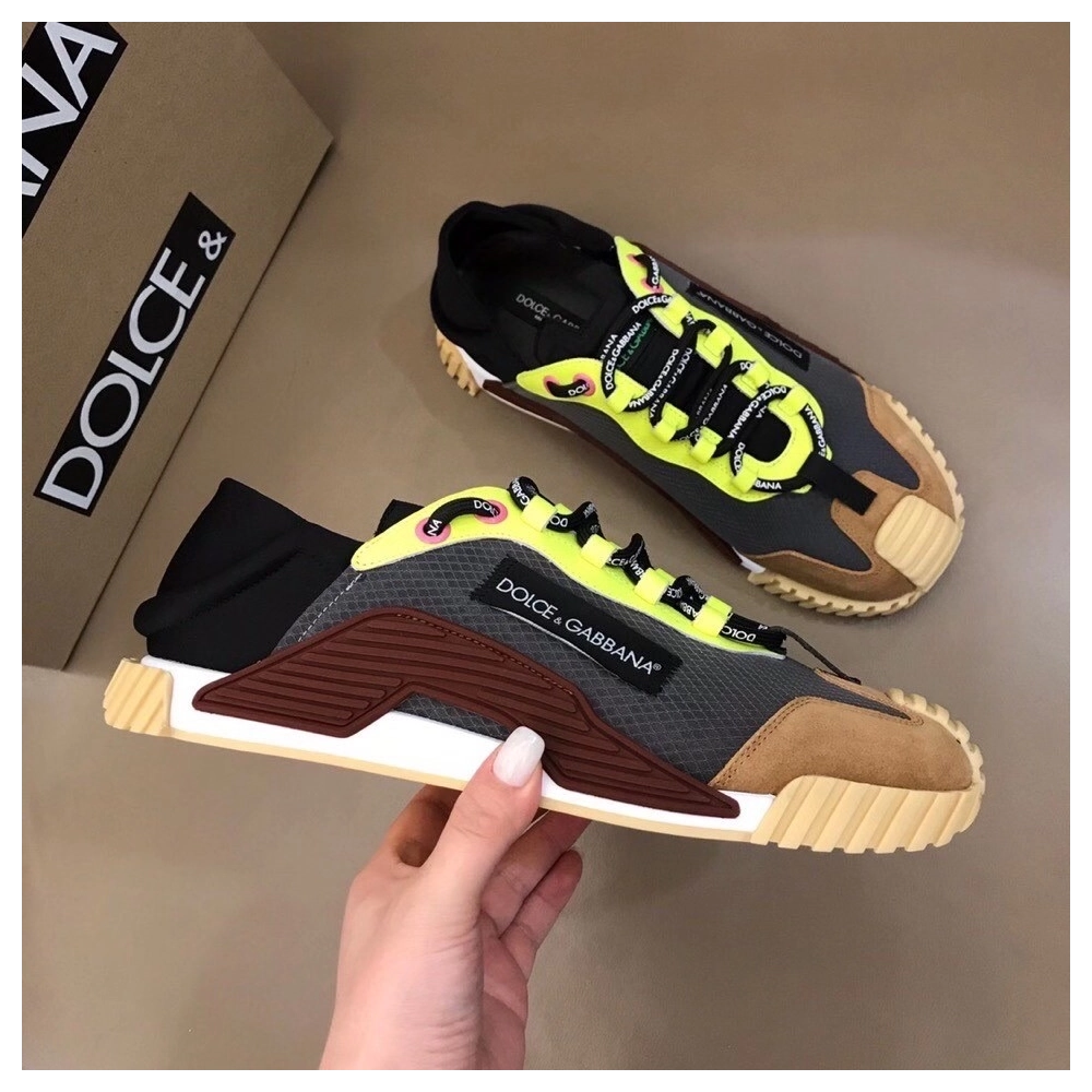 Dolce Gabbana Mens NS1 Slip-on Sneakers In Grey Mesh