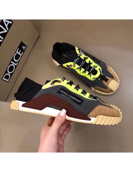 Dolce Gabbana Mens NS1 Slip-on Sneakers In Grey Mesh