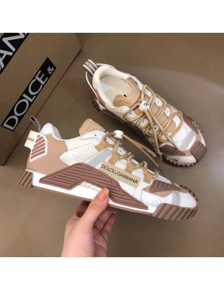 Dolce Gabbana Mens NS1 Sneakers In Beige Fabric