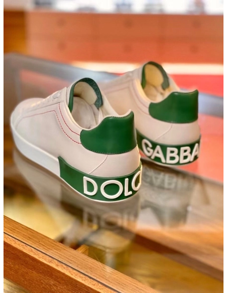 Dolce Gabbana Mens Portofino Sneakers with Green Branded