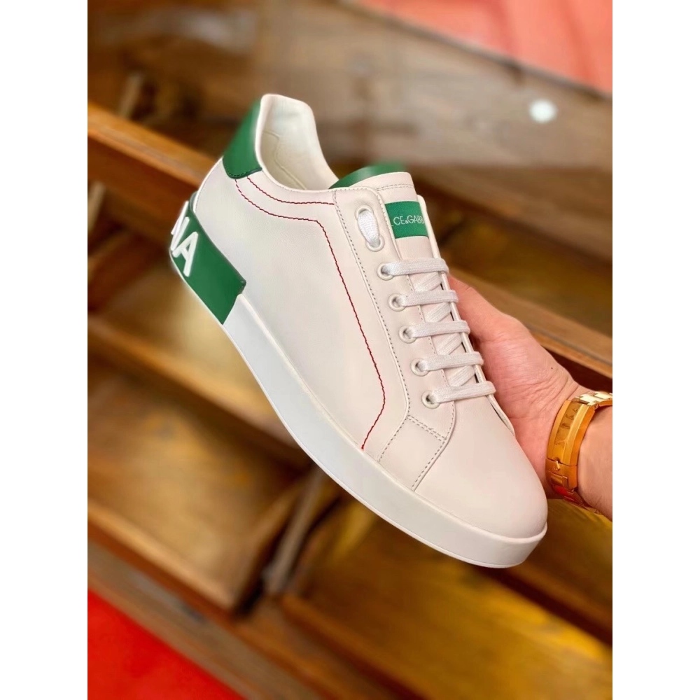 Dolce Gabbana Mens Portofino Sneakers with Green Branded