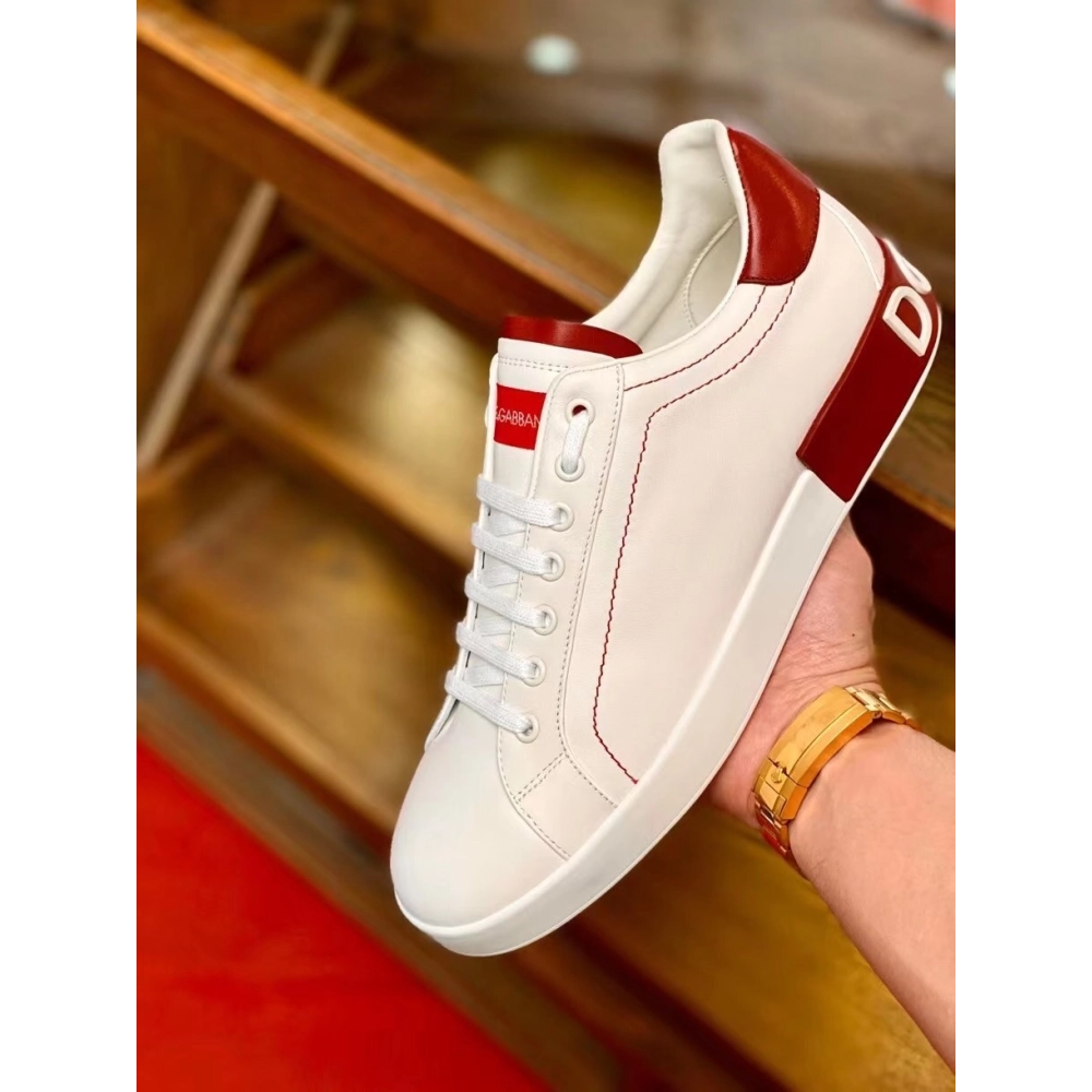 Dolce Gabbana Mens Portofino Sneakers with Red Branded