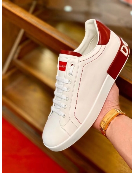 Dolce Gabbana Mens Portofino Sneakers with Red Branded