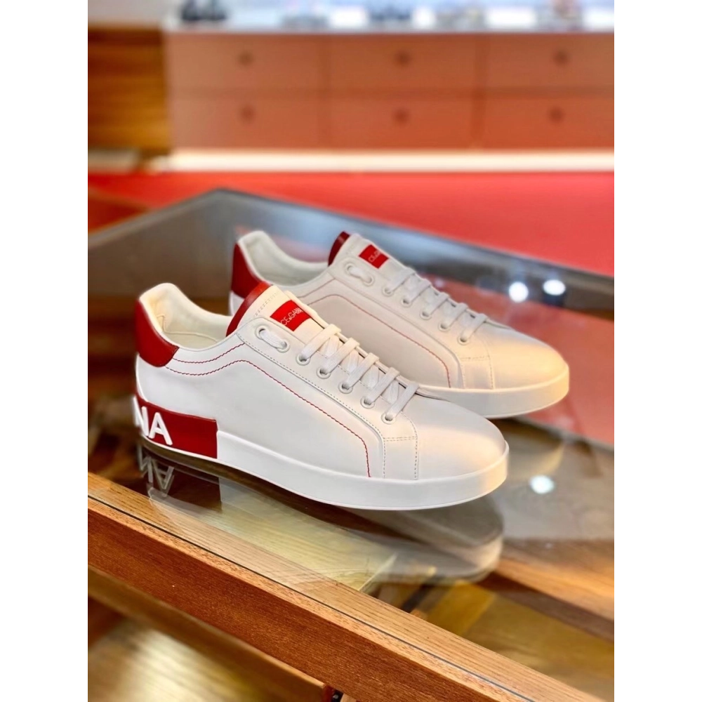 Dolce Gabbana Mens Portofino Sneakers with Red Branded