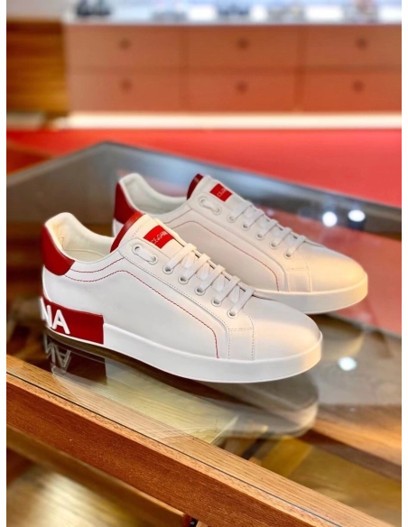 Dolce Gabbana Mens Portofino Sneakers with Red Branded
