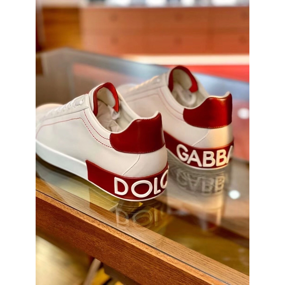 Dolce Gabbana Mens Portofino Sneakers with Red Branded