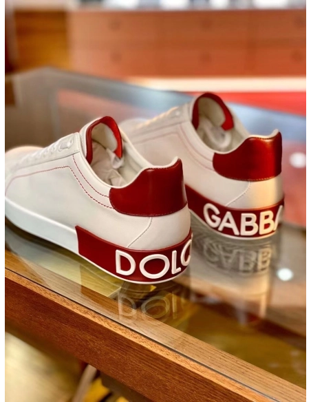 Dolce Gabbana Mens Portofino Sneakers with Red Branded