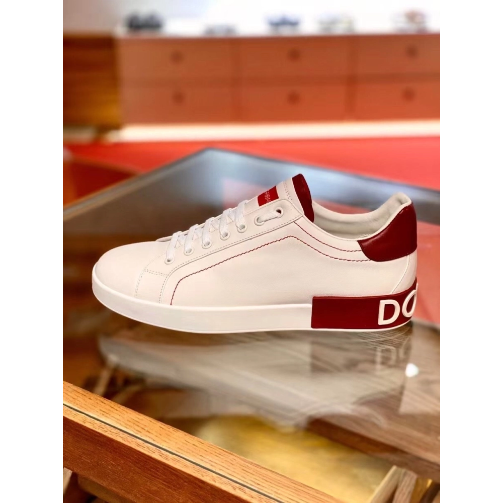 Dolce Gabbana Mens Portofino Sneakers with Red Branded