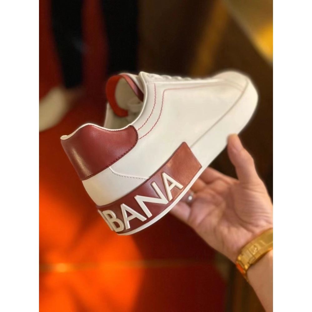 Dolce Gabbana Mens Portofino Sneakers with Red Branded
