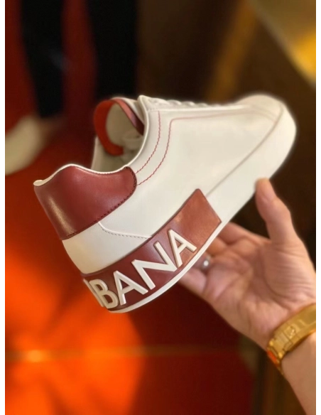 Dolce Gabbana Mens Portofino Sneakers with Red Branded