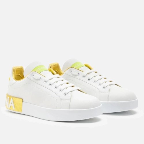 Dolce Gabbana Mens Portofino Sneakers with Yellow Branded