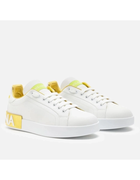 Dolce Gabbana Mens Portofino Sneakers with Yellow Branded