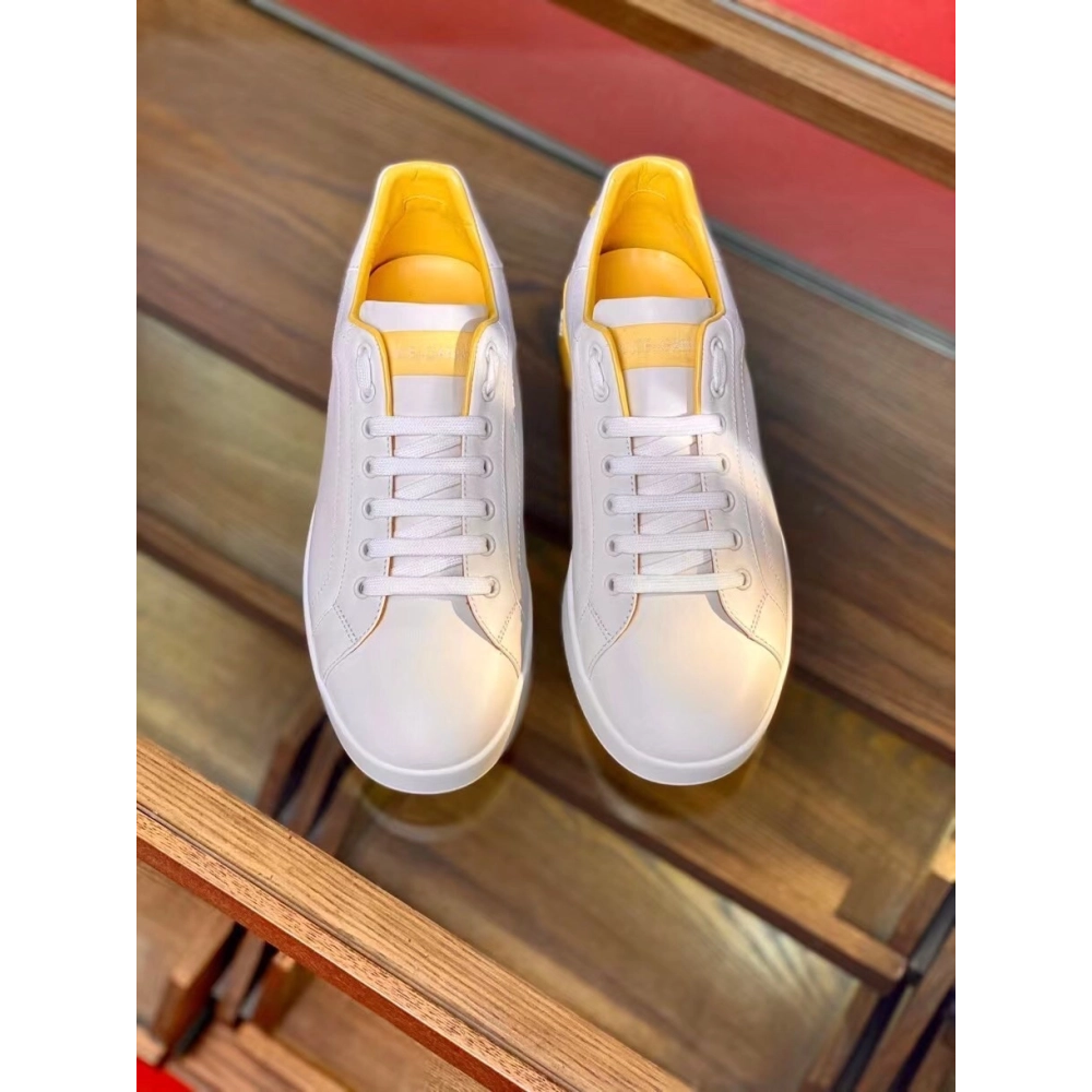 Dolce Gabbana Mens Portofino Sneakers with Yellow Branded