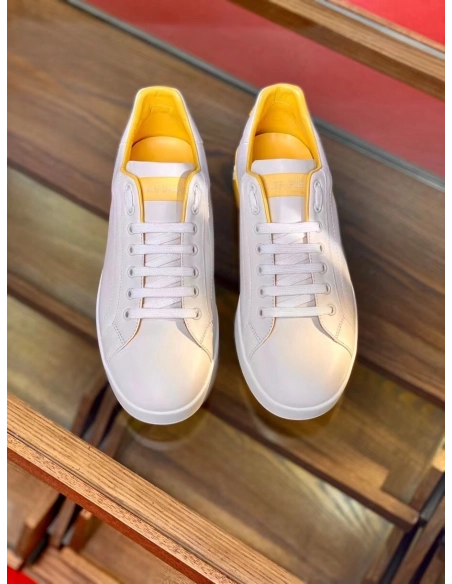 Dolce Gabbana Mens Portofino Sneakers with Yellow Branded
