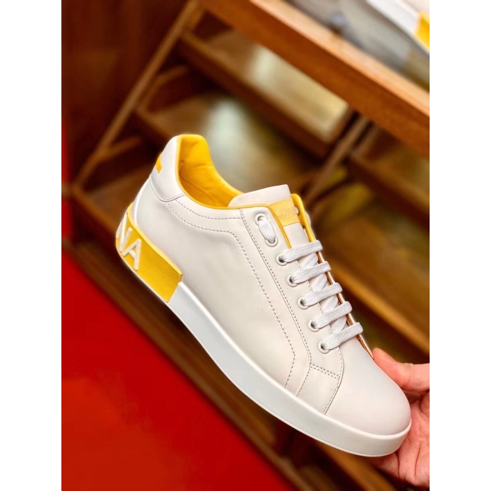 Dolce Gabbana Mens Portofino Sneakers with Yellow Branded