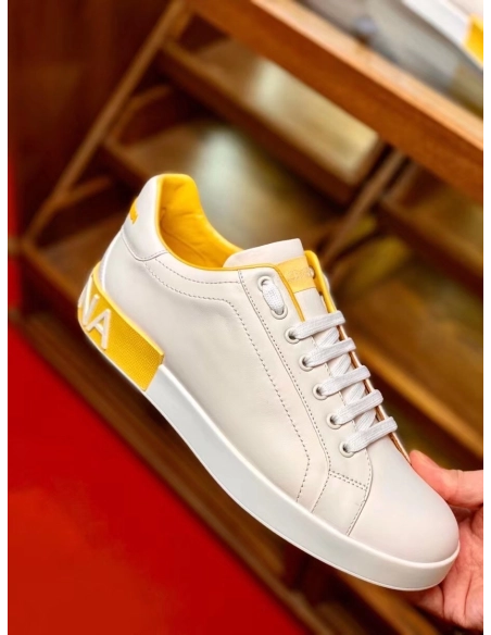 Dolce Gabbana Mens Portofino Sneakers with Yellow Branded