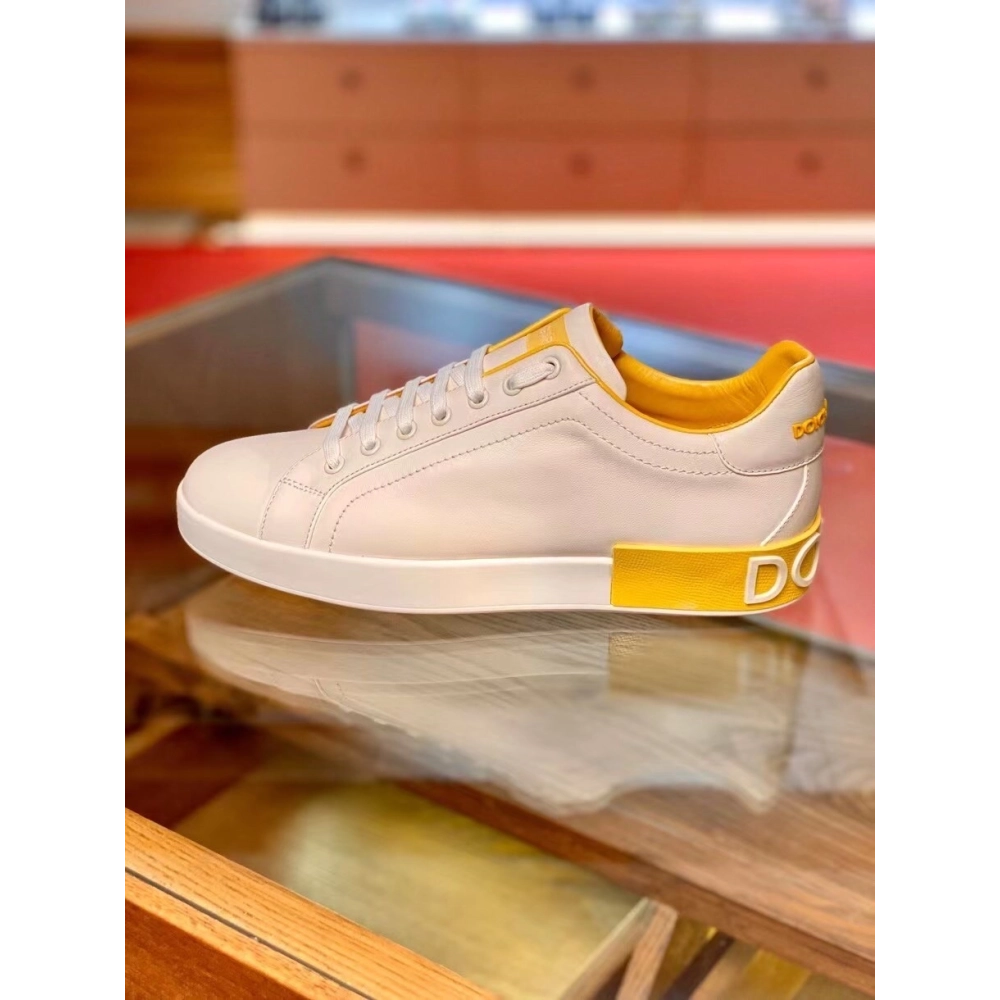Dolce Gabbana Mens Portofino Sneakers with Yellow Branded