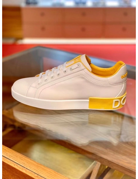 Dolce Gabbana Mens Portofino Sneakers with Yellow Branded