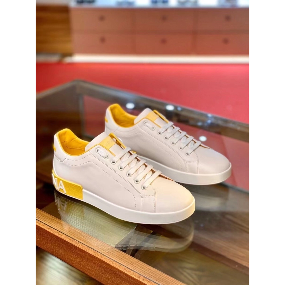 Dolce Gabbana Mens Portofino Sneakers with Yellow Branded