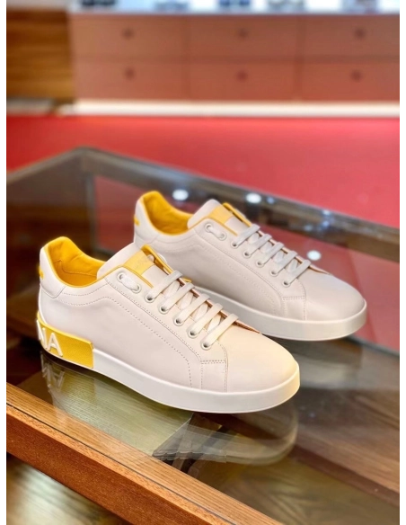 Dolce Gabbana Mens Portofino Sneakers with Yellow Branded