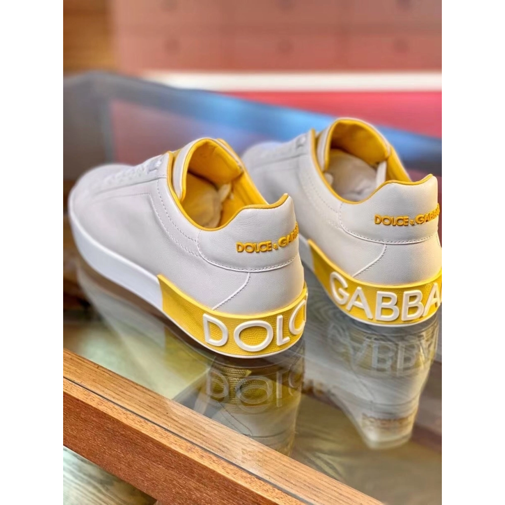 Dolce Gabbana Mens Portofino Sneakers with Yellow Branded