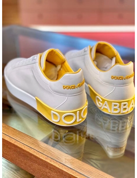 Dolce Gabbana Mens Portofino Sneakers with Yellow Branded