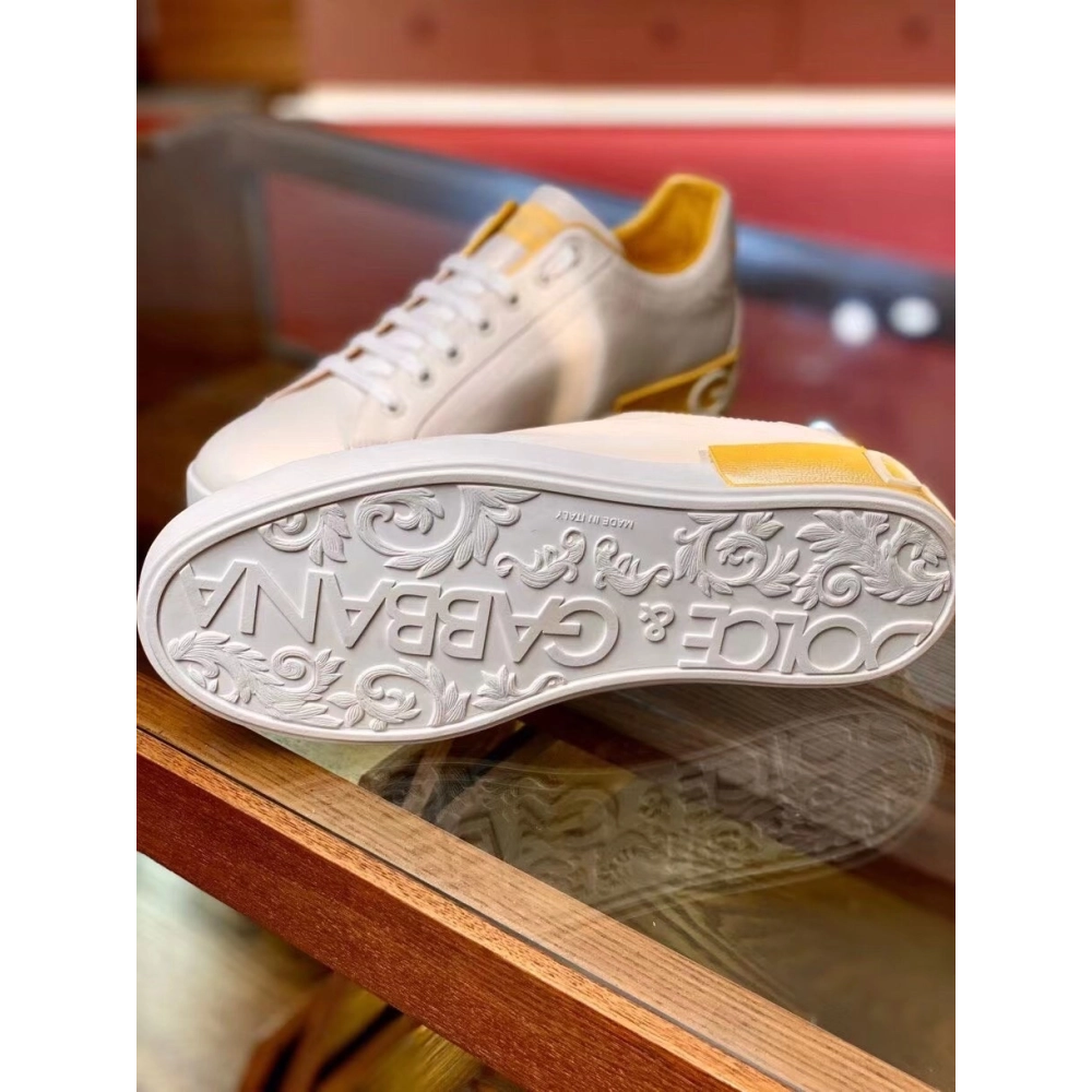 Dolce Gabbana Mens Portofino Sneakers with Yellow Branded