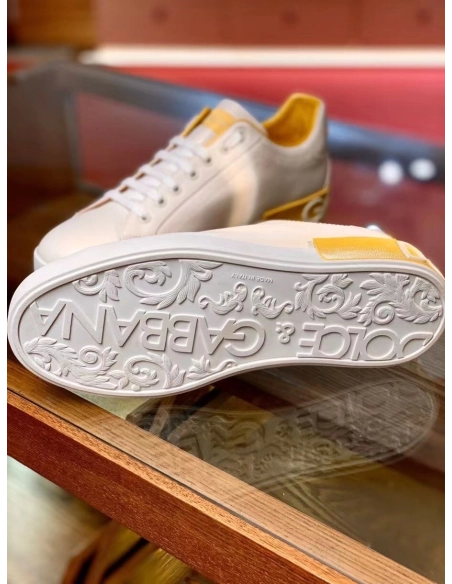 Dolce Gabbana Mens Portofino Sneakers with Yellow Branded