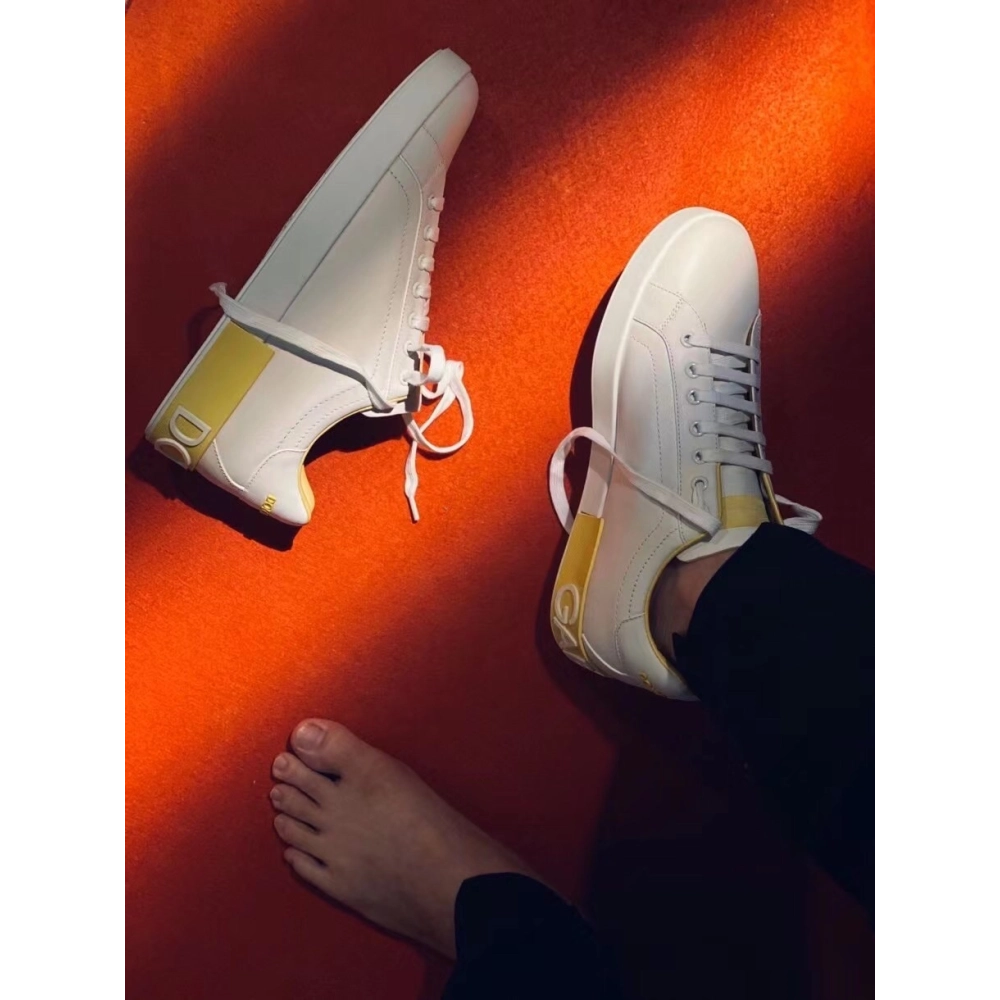 Dolce Gabbana Mens Portofino Sneakers with Yellow Branded