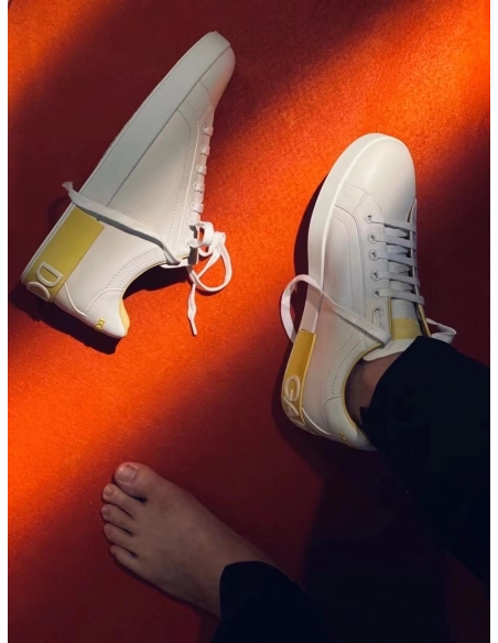 Dolce Gabbana Mens Portofino Sneakers with Yellow Branded