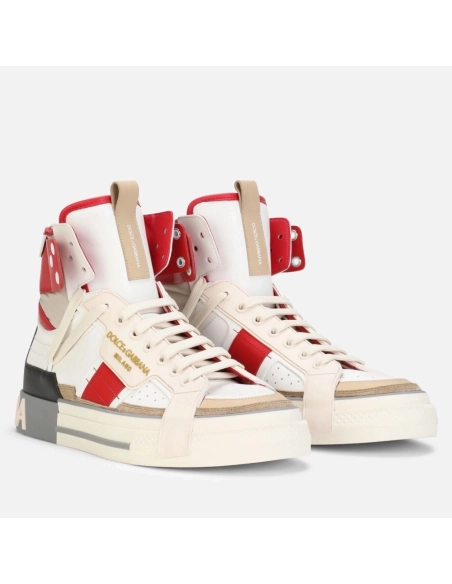 Dolce Gabbana Mens Red Custom 2.Zero High-top Sneakers