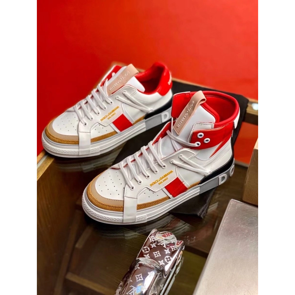 Dolce Gabbana Mens Red Custom 2.Zero High-top Sneakers
