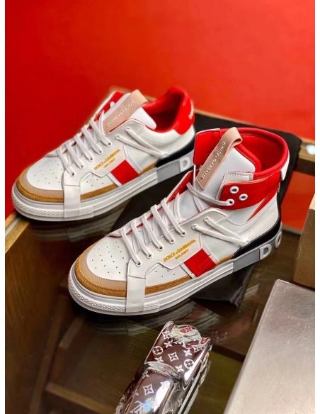 Dolce Gabbana Mens Red Custom 2.Zero High-top Sneakers