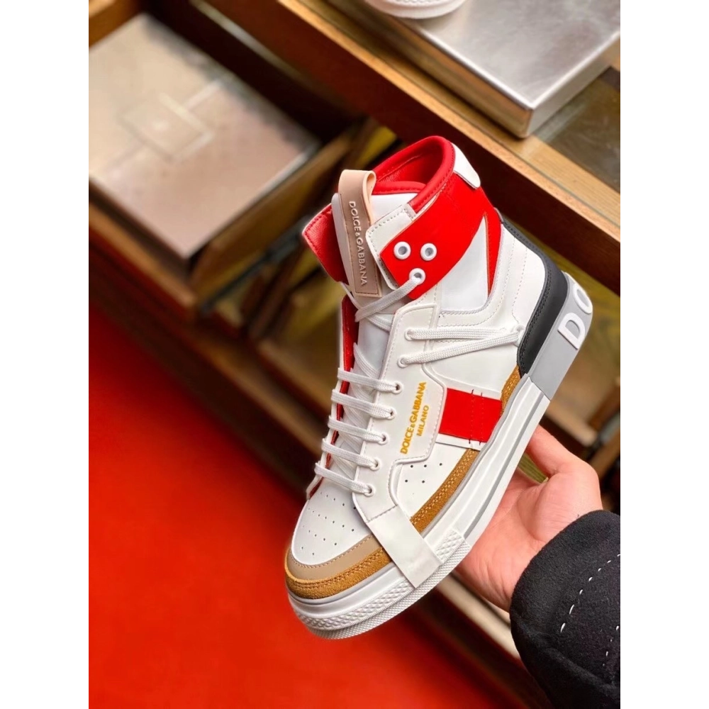 Dolce Gabbana Mens Red Custom 2.Zero High-top Sneakers