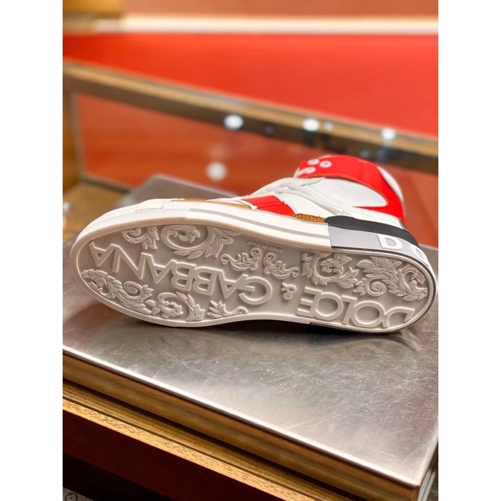 Dolce Gabbana Mens Red Custom 2.Zero High-top Sneakers