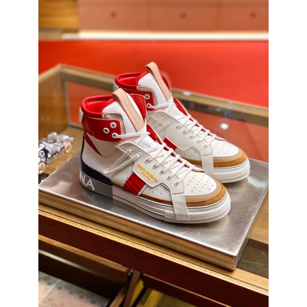 Dolce Gabbana Mens Red Custom 2.Zero High-top Sneakers