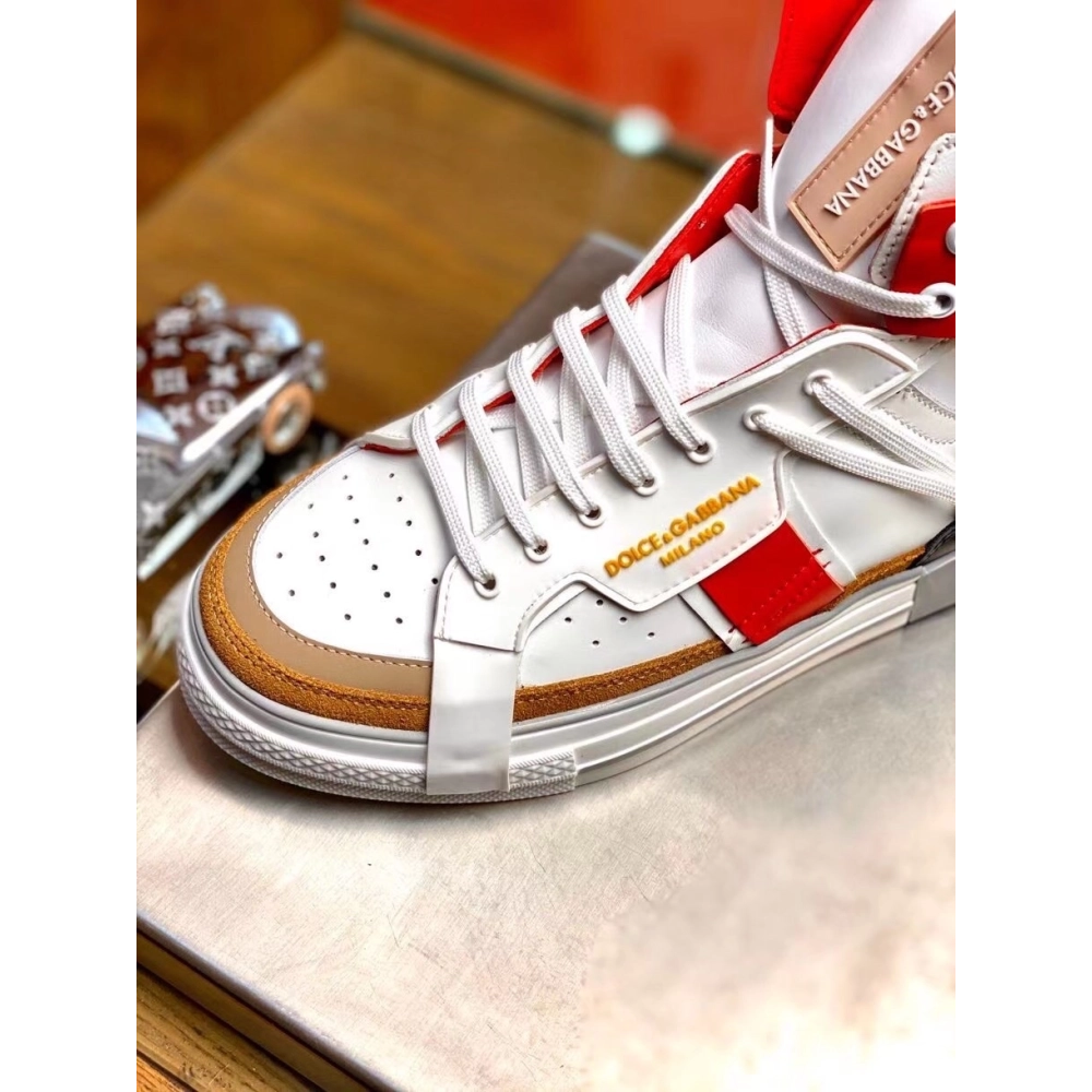 Dolce Gabbana Mens Red Custom 2.Zero High-top Sneakers