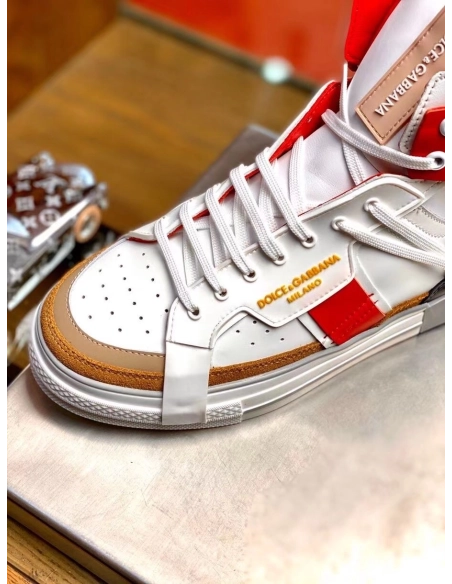 Dolce Gabbana Mens Red Custom 2.Zero High-top Sneakers