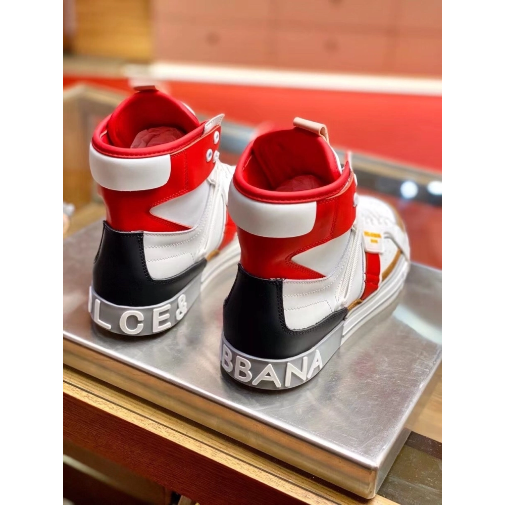 Dolce Gabbana Mens Red Custom 2.Zero High-top Sneakers