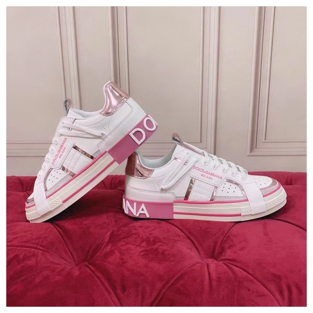 Dolce Gabbana Womens Custom 2.Zero Sneakers White/Pink