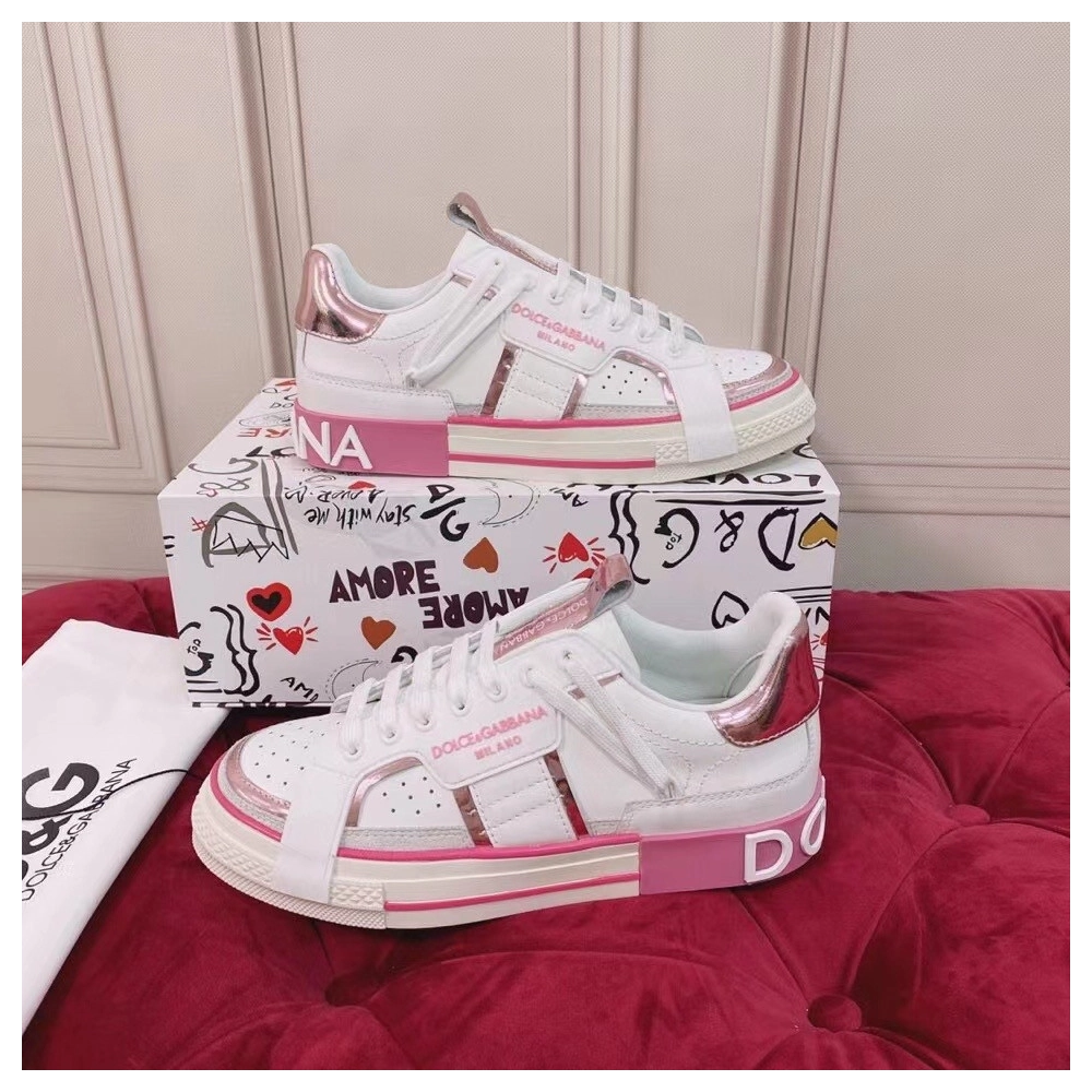 Dolce Gabbana Womens Custom 2.Zero Sneakers White/Pink